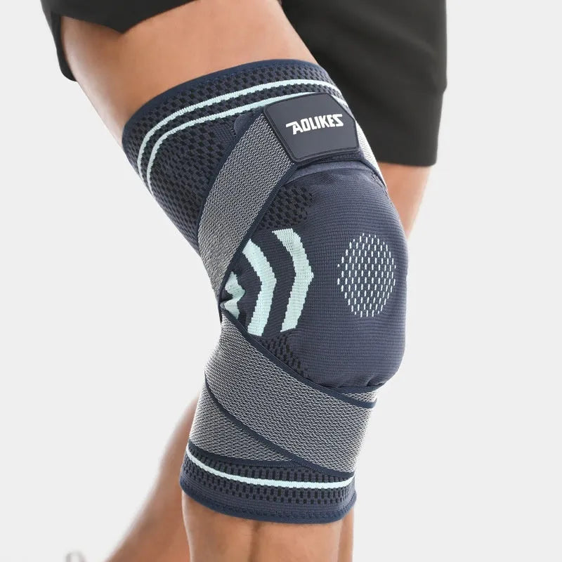 Nylon knee pad leg guard for outdoor exercise cycling running - black and gray single size L