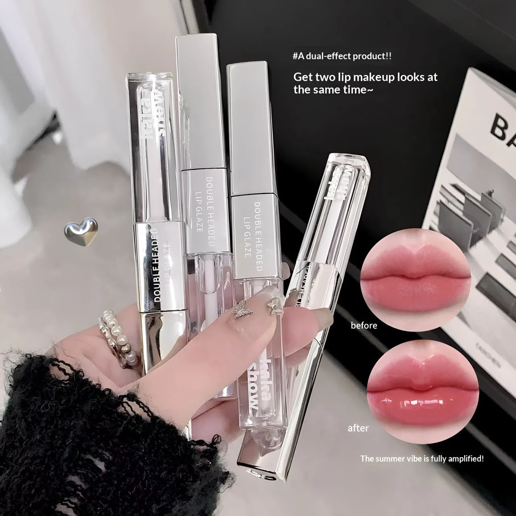 Kakashow double-headed lip glaze in five shades with velvet and water gloss finish