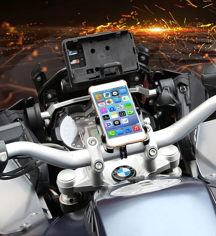 GUB Plus motorcycle phone holder in aluminium alloy with adjustable clamp for handlebars