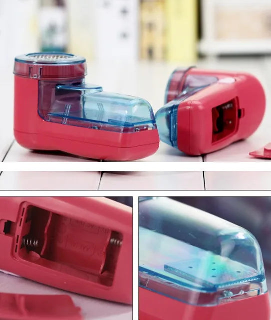Portable electric lint remover device for removing pills from clothing and sweaters