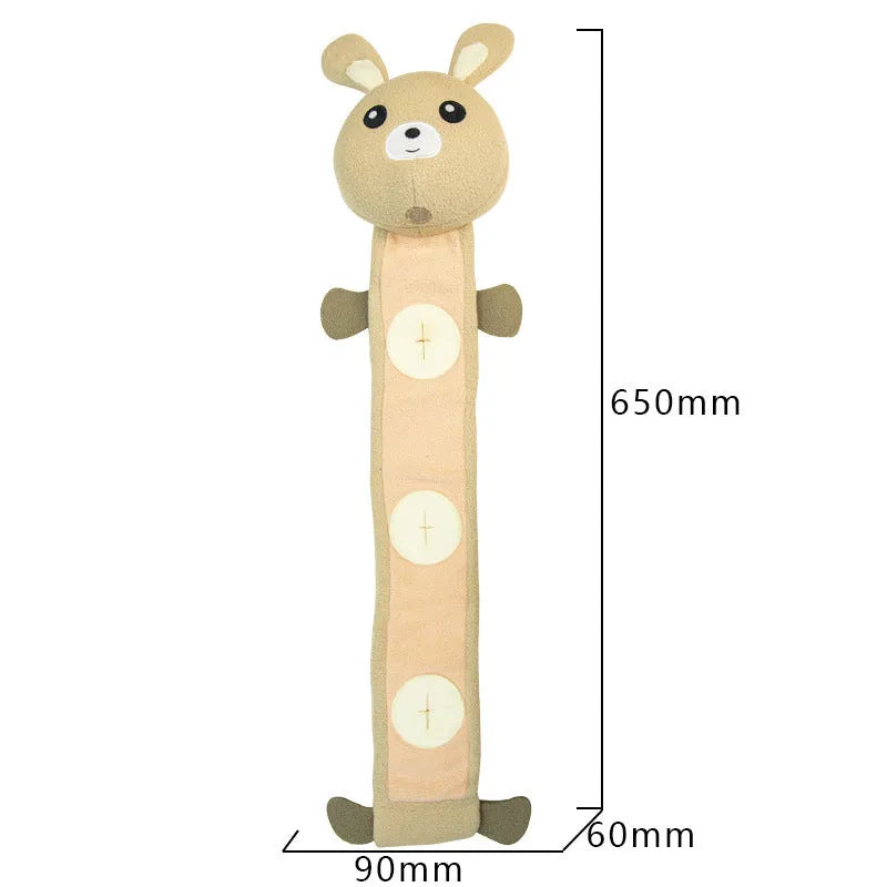 Poached bunny rabbit plush dog training toy with treat dispensing and sound features