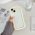Light yellow TPU phone case with wave border for iPhone 16 series models