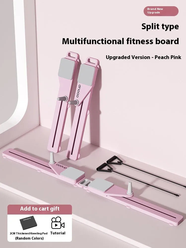 85 cm long pink and purple multifunctional split supine board ski machine trainer on a floor.