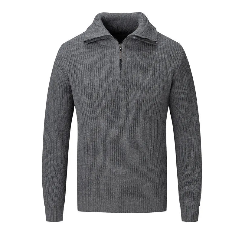 Men's solid colour slim fit pullover sweater for autumn and winter casual wear.