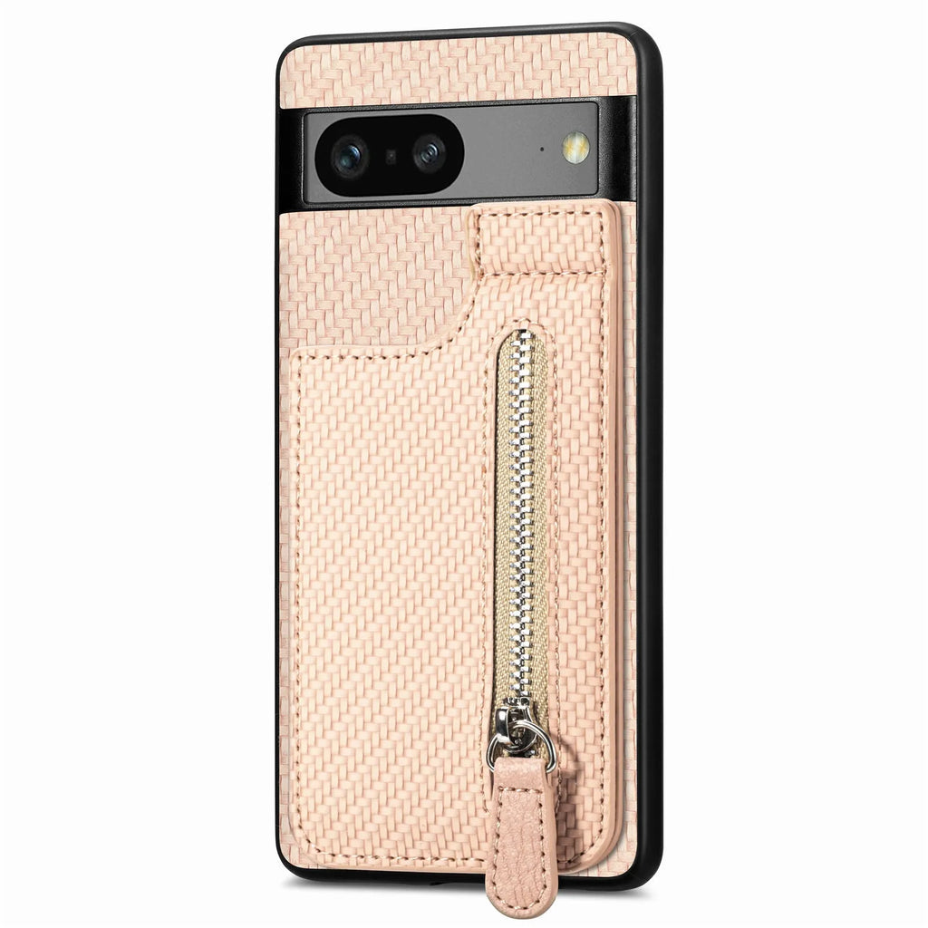 Multi-function TPU PU phone case with zipper card holder for Google Pixel, available in five colours black apricot green blue brown