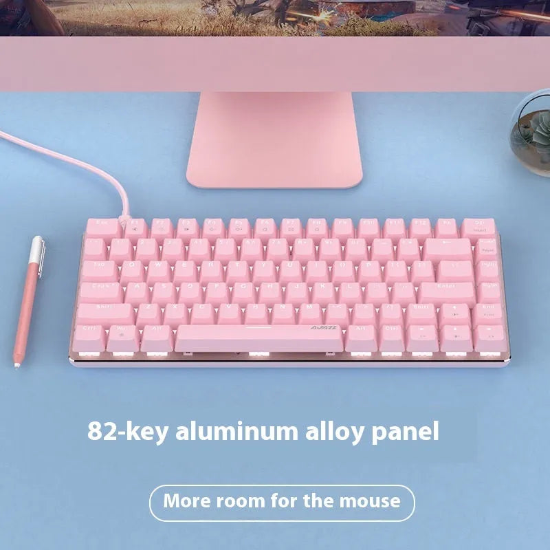 82-key mechanical keyboard with white backlighting and metal construction