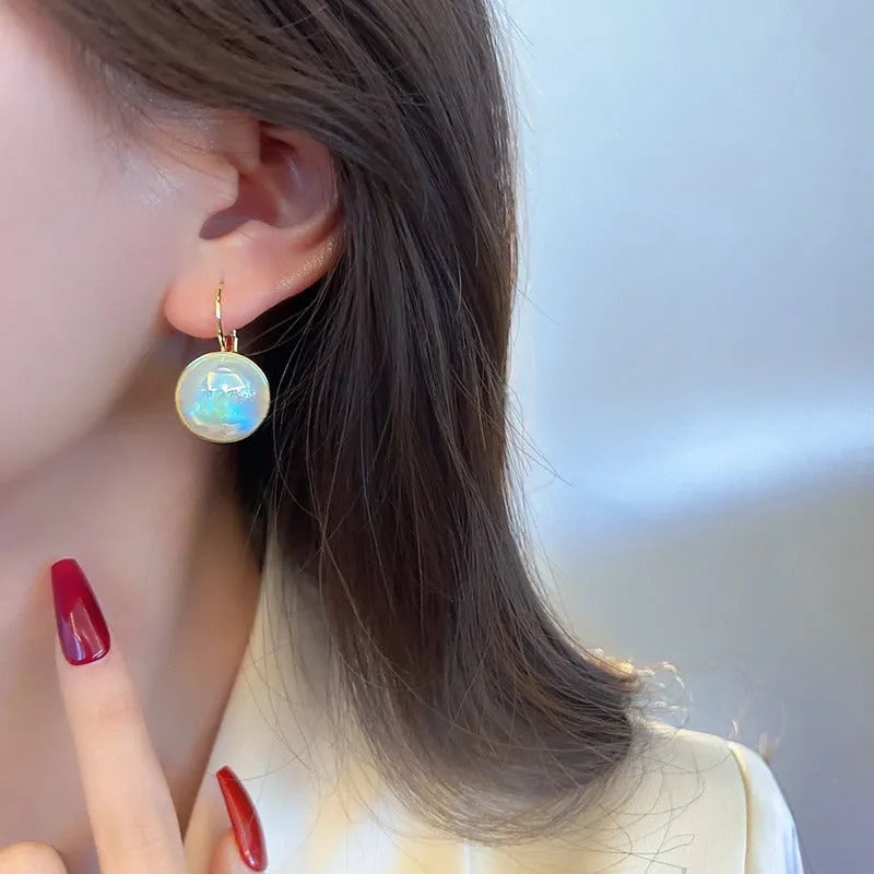 Colourful mermaid finish geometric ear clips with Korean style design and anti-lost clip mechanism