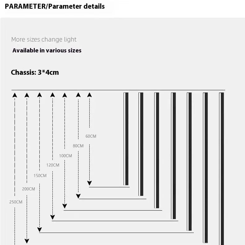 80cm black aluminium LED strip wall lamp with touch control for three colour temperatures