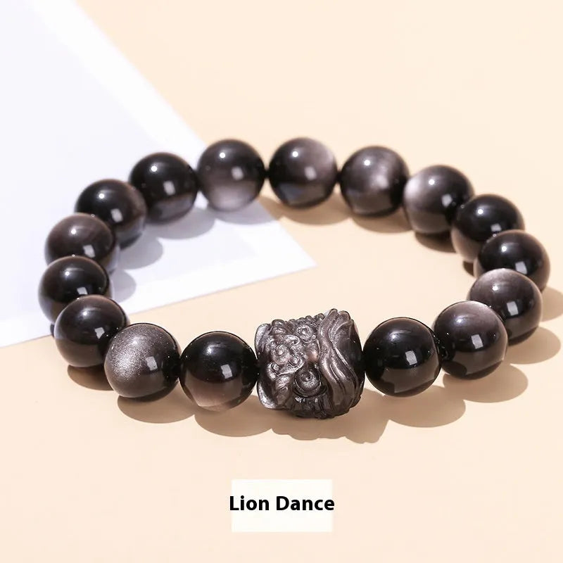 Women's natural crystal jade bracelet with tassel in 7A silverstone star stone colour.