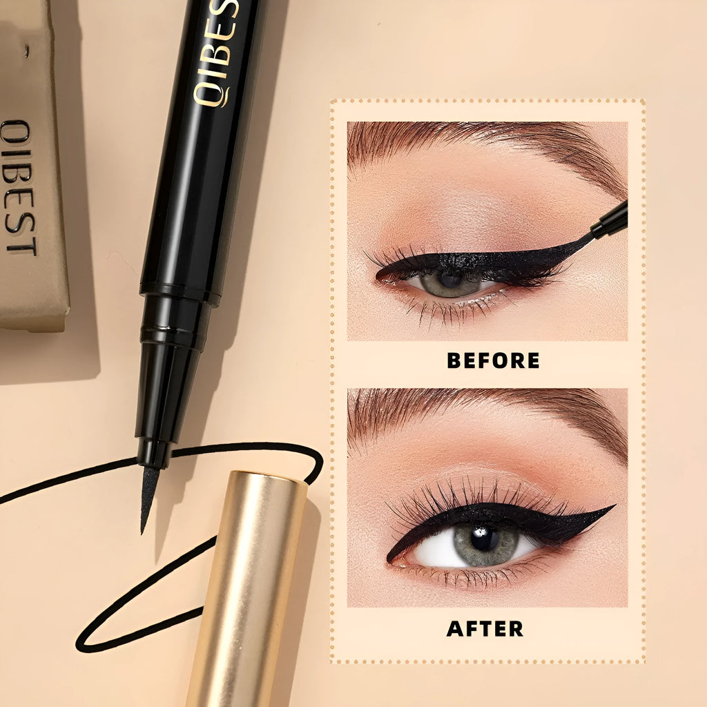 Black liquid eyeliner pen with quick-drying smudge-resistant sweat-proof formula