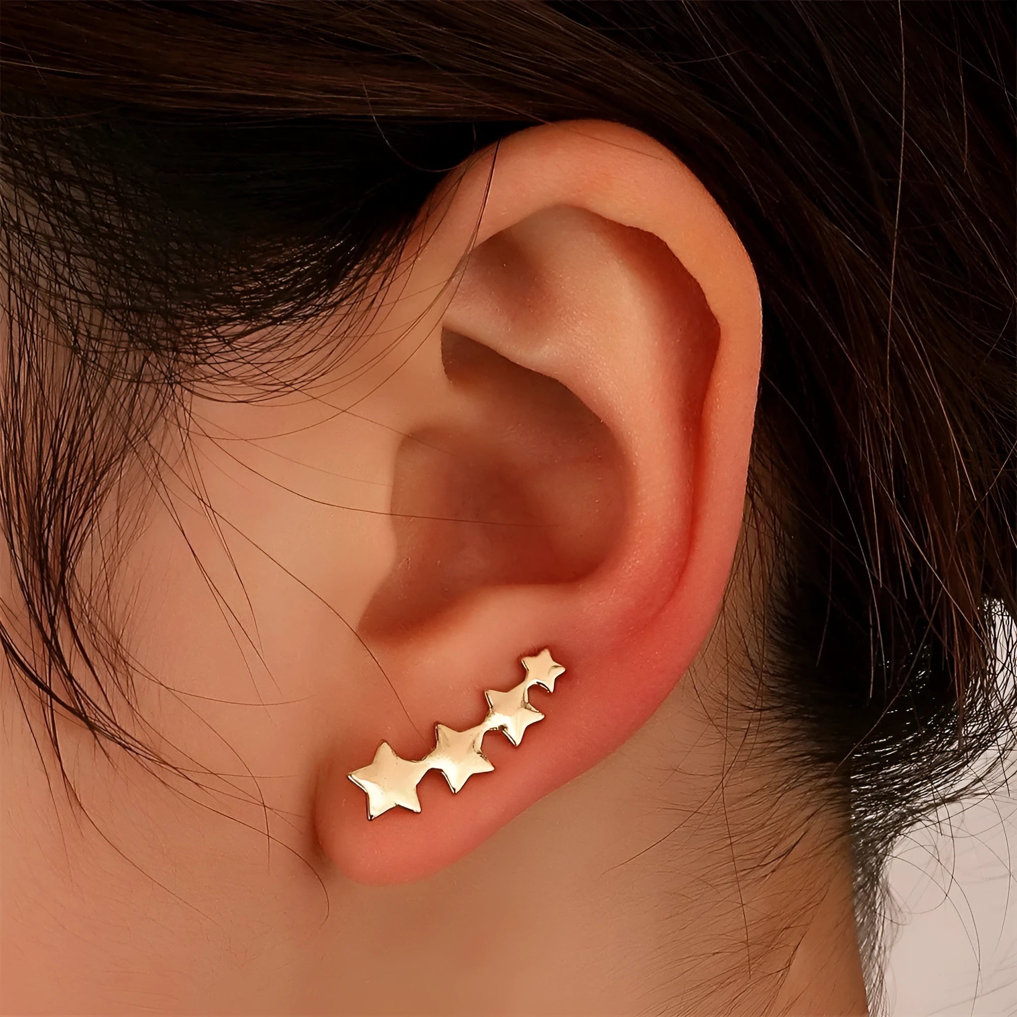 Copper leaves design clip-on earrings for women, KC Golden Star A-896 model
