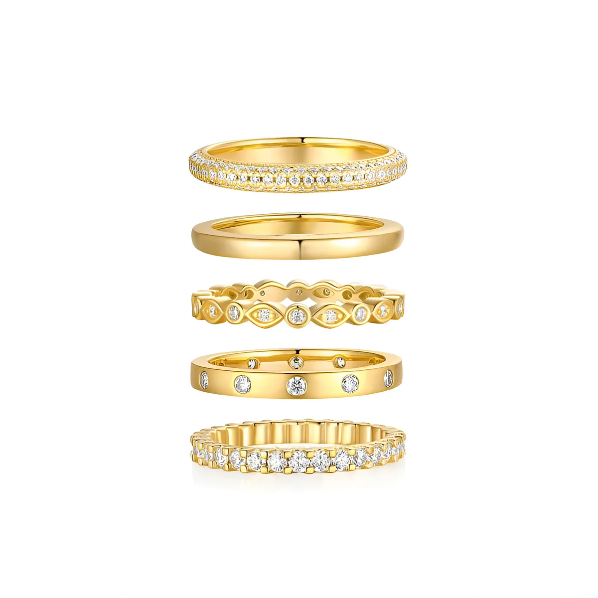 Gold plated S925 silver ring with moissanite stone under 0.1 carat, sizes 5-9, 12g, gift box and GRA certificate