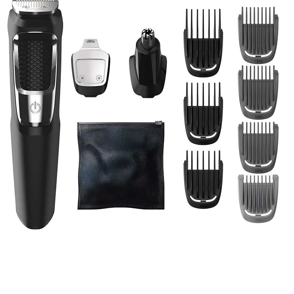 Multifunctional nose and beard hair clippers with flushable waterproof blades and lithium-ion battery
