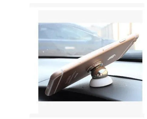 Magnetic car phone holder with universal magnet support for Samsung mobile, shown in black or white.