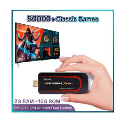 Retro game console with HDMI port showing three memory configuration options