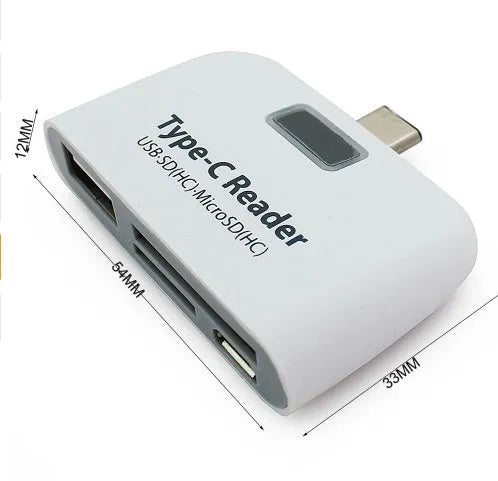 USB C OTG card reader with dual slots for SD and microSD cards in Black colour