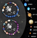 Set of two adjustable natural stone beaded bracelets for zodiac signs.
