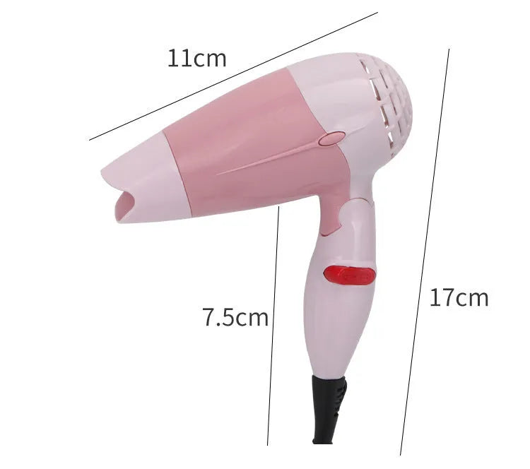 Electric hair dryer 600W three gears AB material compact 11x7.5x17cm with flame retardant cord