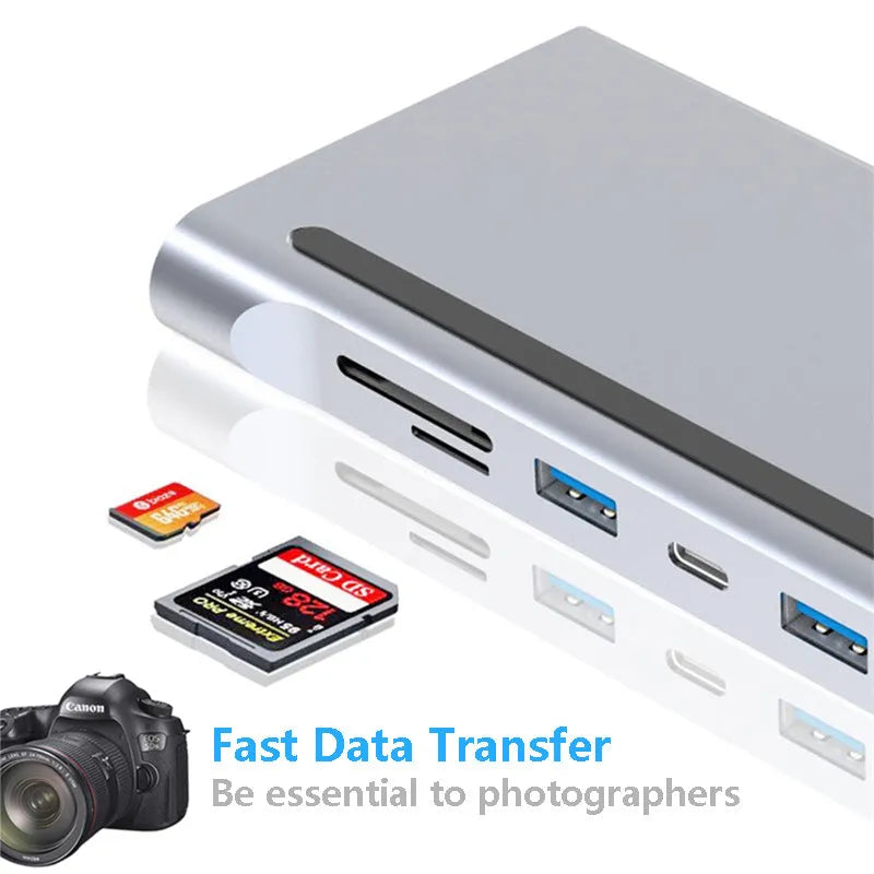 11-in-1 multifunctional laptop docking station hub expansion dock with eleven interfaces and Photo Color option