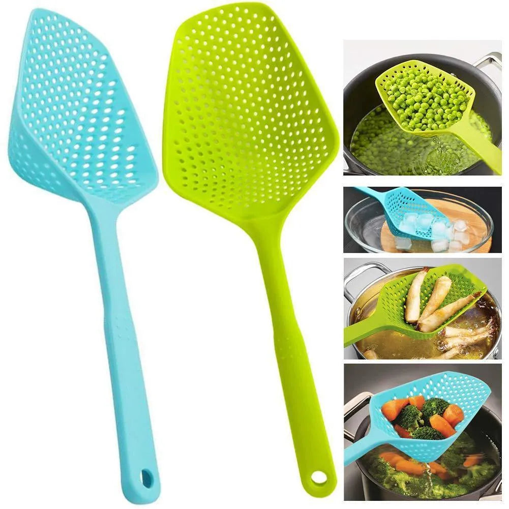 Plastic kitchen colander strainer with large scoop design in multiple colour options
