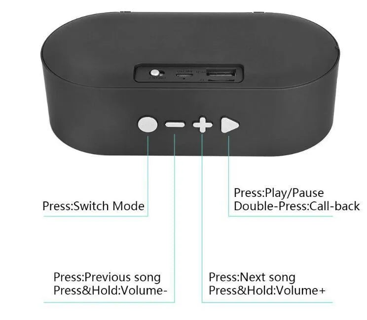 Bluetooth wireless subwoofer speaker with HD microphone in plastic casing