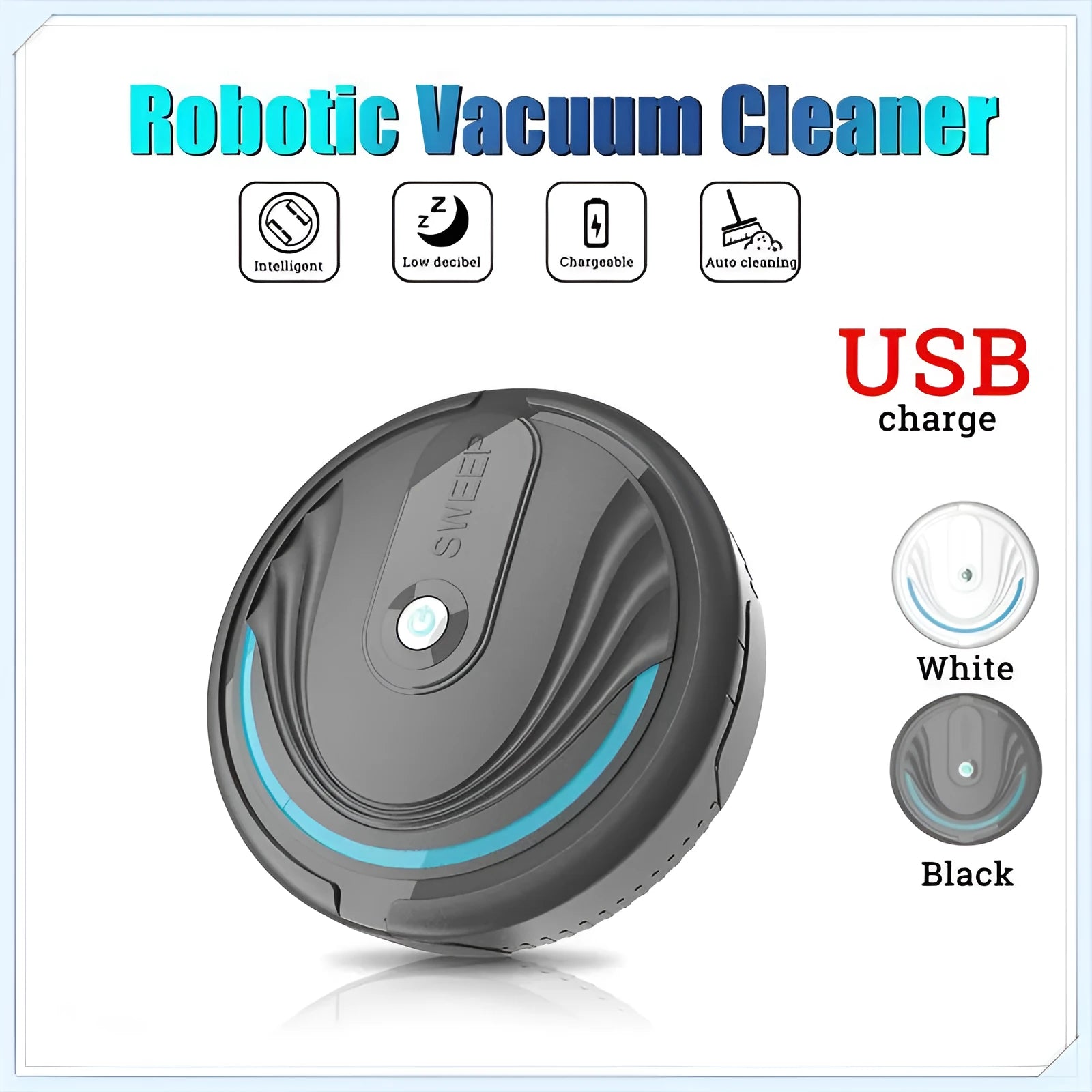Auto sweeping vacuum robot cleaner with remote control, 23cm diameter, 6.5cm height, environmental plastic body