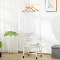 White iron pulley clothes hanger storage car with trouser rack and tie rack
