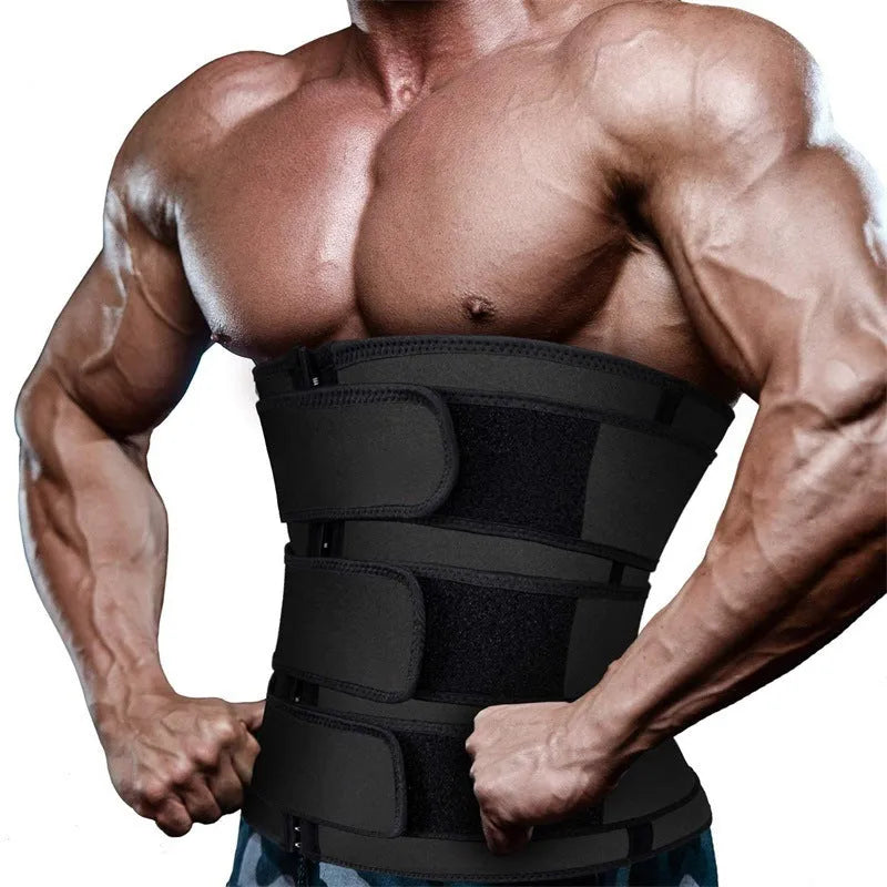 Neoprene men's shapewear waist belt in black and grey options for sports fitness and body sculpting