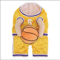 Red and yellow dog basketball costumes with attached ball element in small, medium and large sizes
