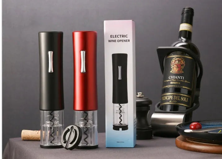 Electric wine opener set in black or red with foil cutter, 23cm ABS and aluminium alloy body