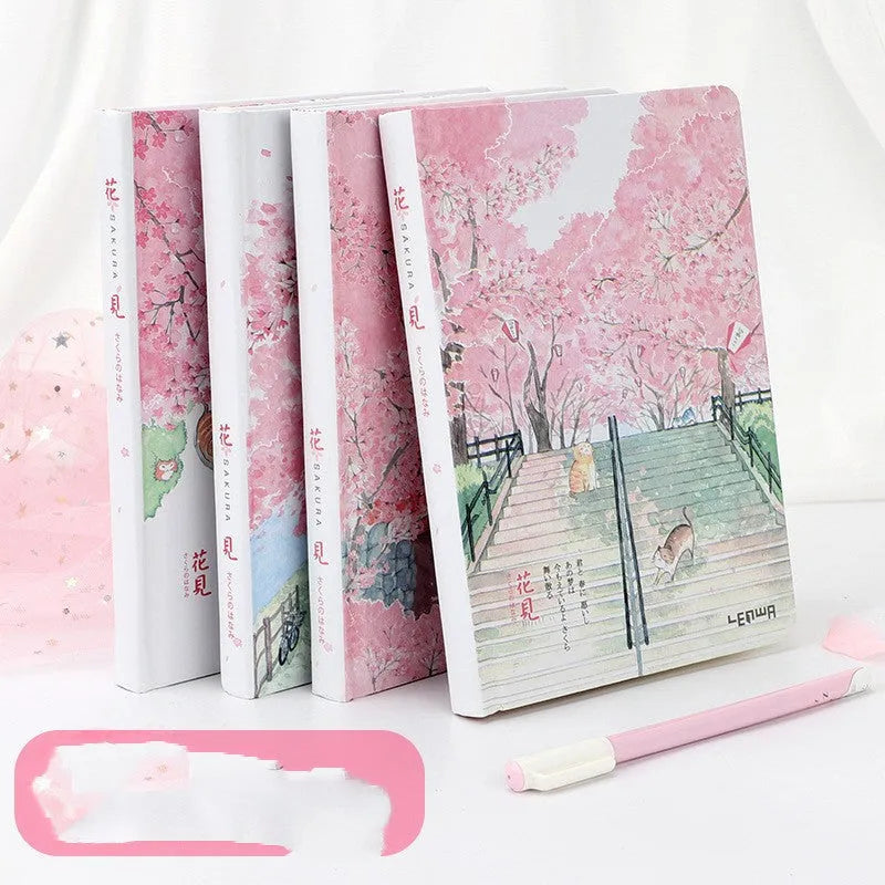 240-page blank student notebook with thread binding, 14cm x 21cm, pink cover