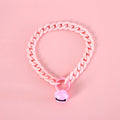 Plastic pet collar in macaron candy colours showing S and M sizes for cats, dogs, and rabbits
