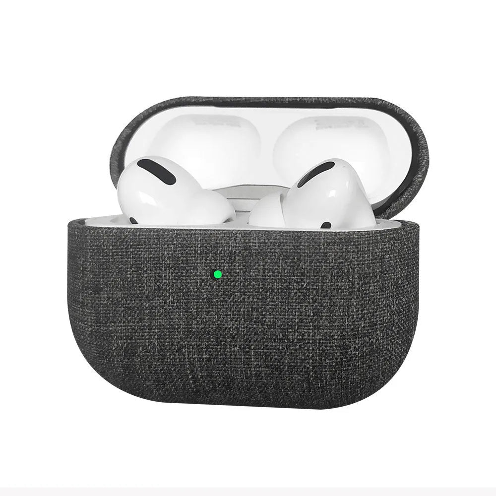 All-inclusive fabric PU cloth pattern protective cover for AirPods AirPods Pro and AirPods 3 in grey