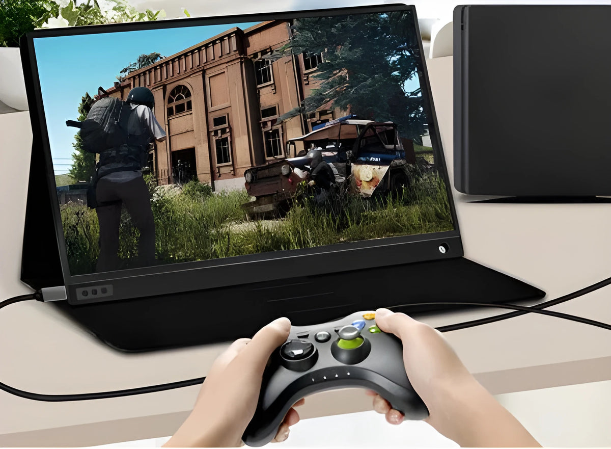 Ultrathin 15.6 inch portable monitor with narrow border, 1080p IPS screen, HDMI interface, in black
