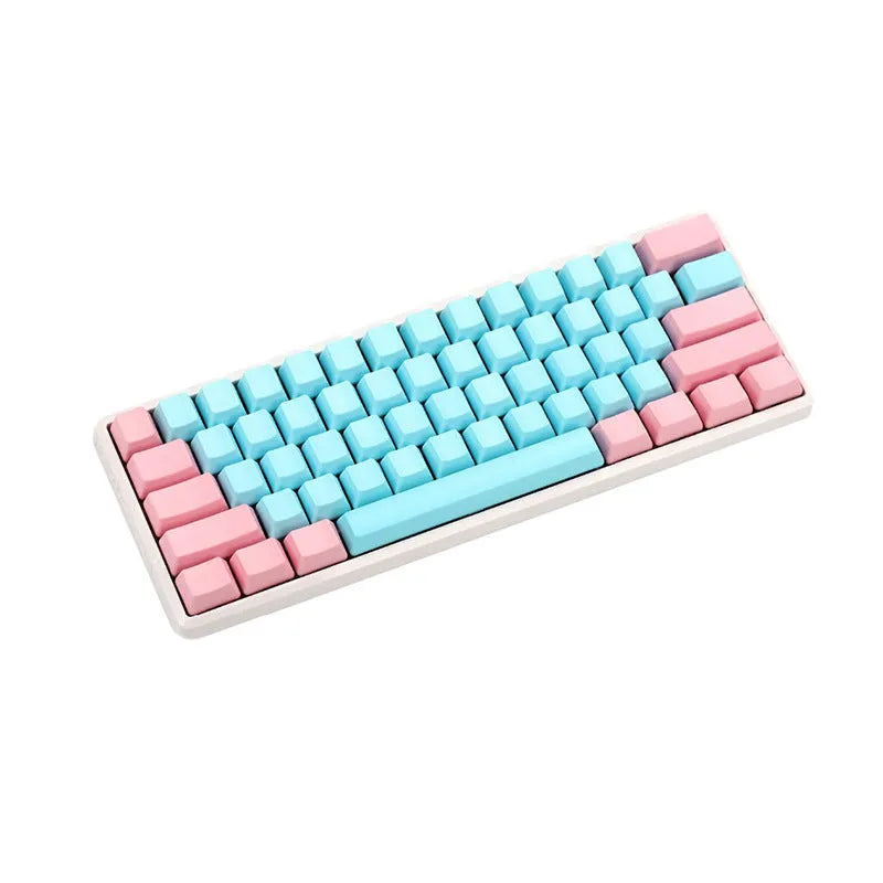 Pink opaque PBT keycap set for mechanical keyboards showing side-engraved legends on 1.5mm thick keys
