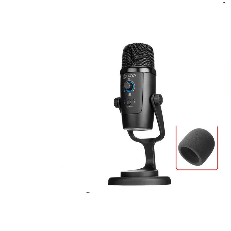 Boya BY-PM500 black USB microphone with built-in sound card and Type-C connectivity