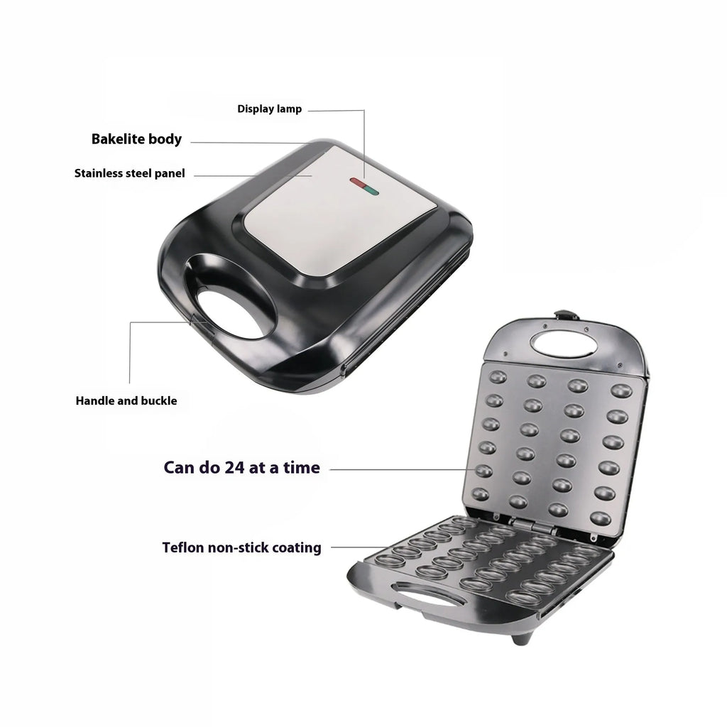 Black compact nut roasting machine with heating element for peanuts, hazelnuts and pine nuts