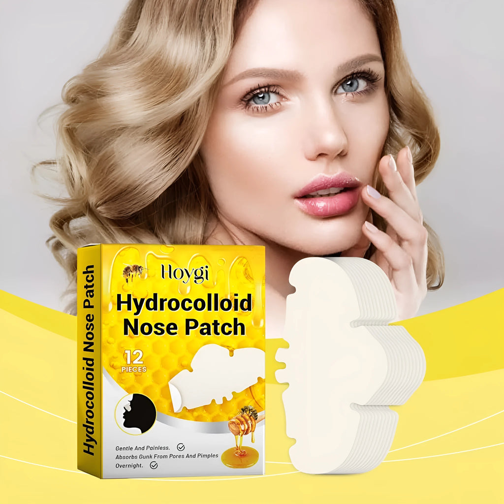 12 hydrocolloid nose patches for pore cleansing and acne treatment in individual packaging