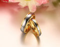 Tungsten steel couple gold ring in male and female styles for engagement or fashion wear