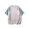 Men's cotton blend patchwork sports T-shirt with loose raglan short sleeves in Galaxy Blue colour