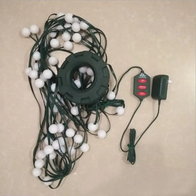 64 LED Christmas tree light string with button control for dimming and colour change functions