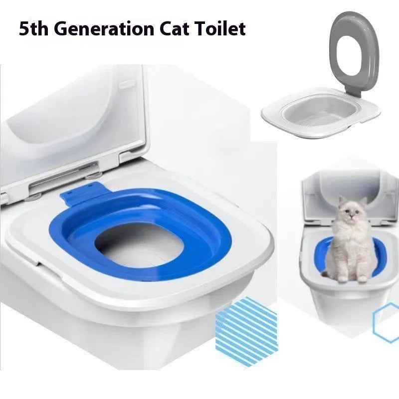Fifth generation cat toilet trainer tray in blue colour with non-slip base