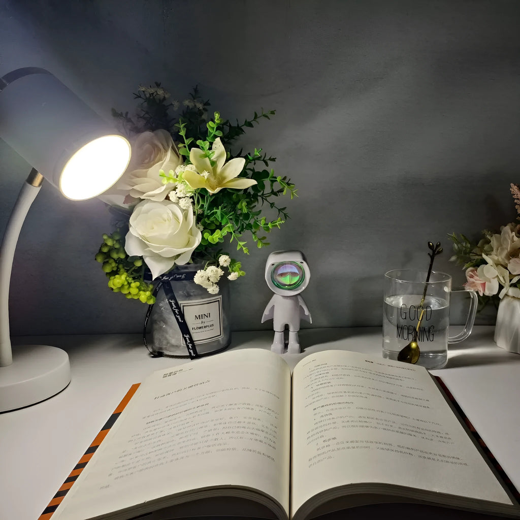 Black and white double-headed metal studio lamp for live streaming and photography.