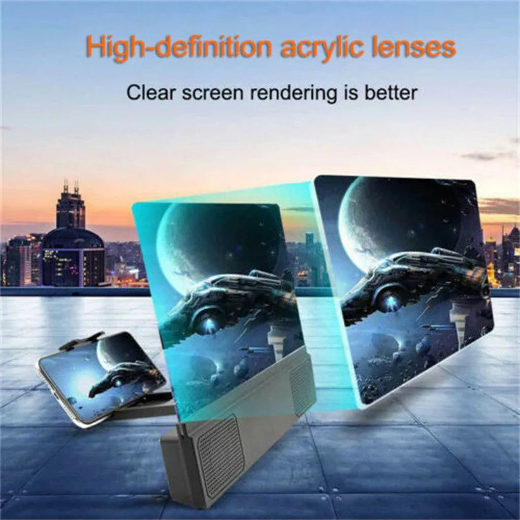 12-inch mobile phone screen amplifier with adjustable gooseneck stand and audio cable