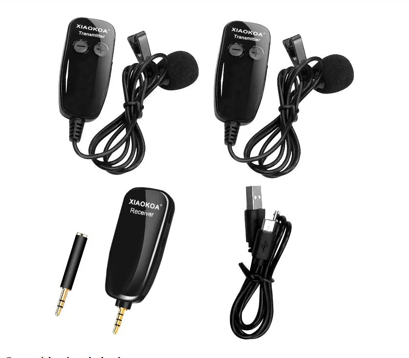 Black lavalier microphone with 3.5mm jack for mobile phone recording