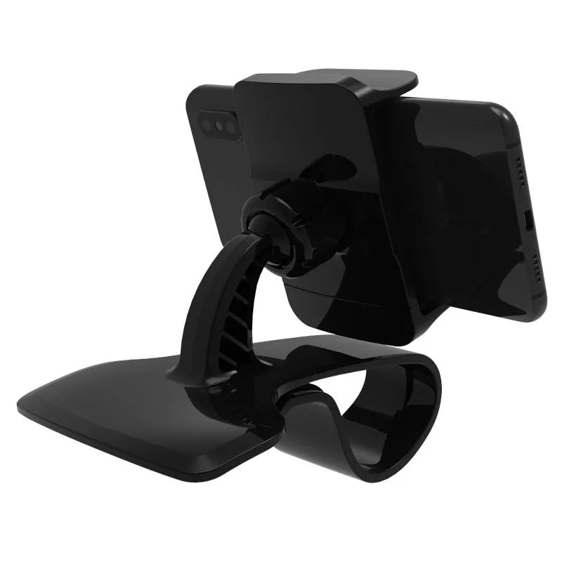 Dashboard car phone holder showing adjustable clamp and silicone base in black