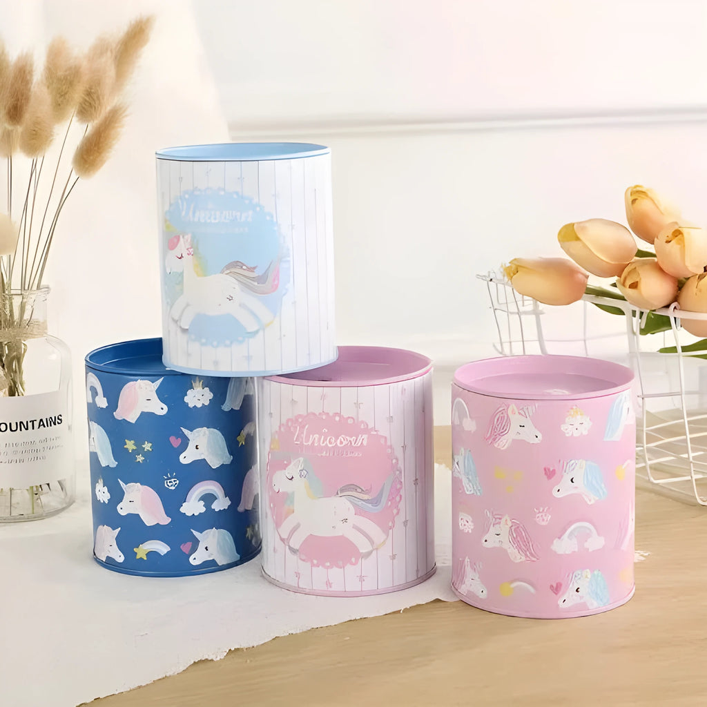 British style metal piggy bank with retro design, dimensions 85mm × 85mm × 102mm
