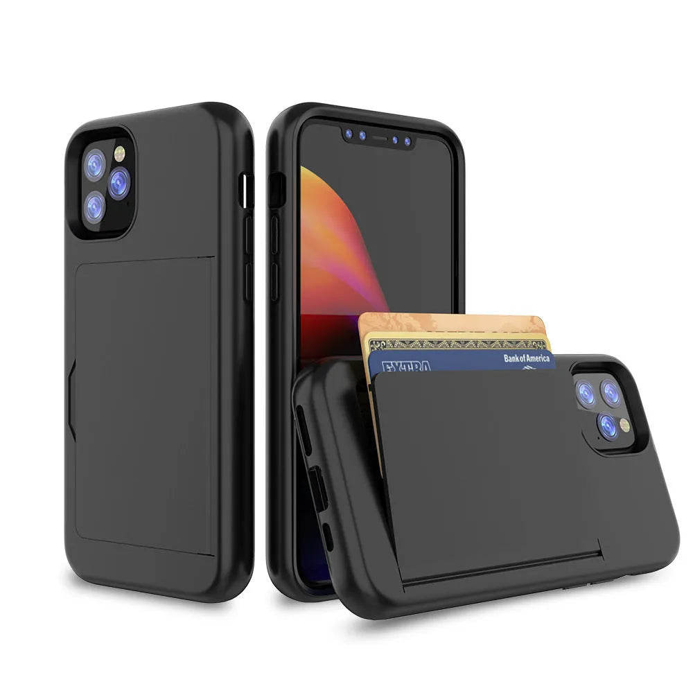 Simple solid-colour mobile phone case for iPhone 11 series in various colours on a white background.