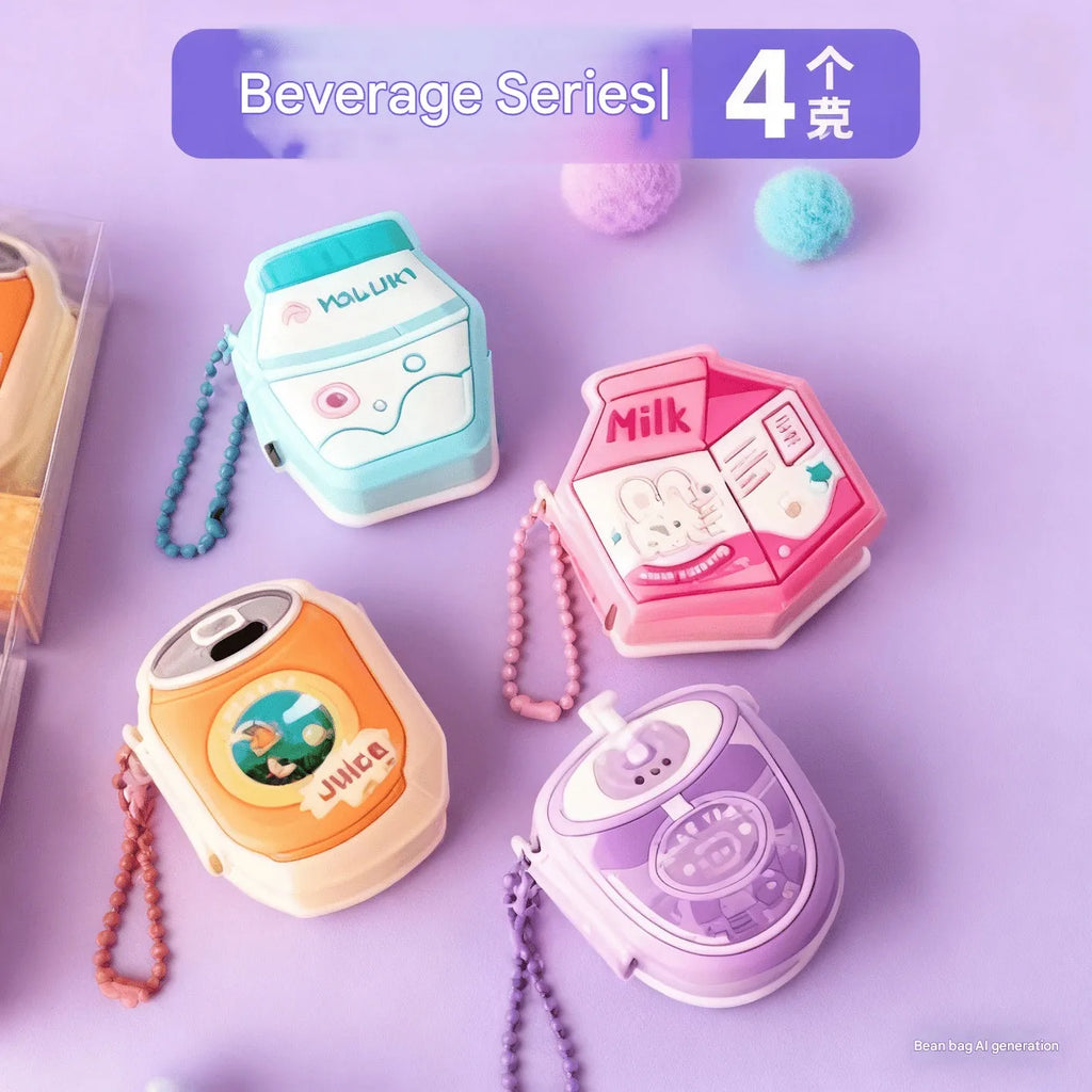 Mini bean-shaped sticky notes notebook set of 4pcs with assorted cute designs