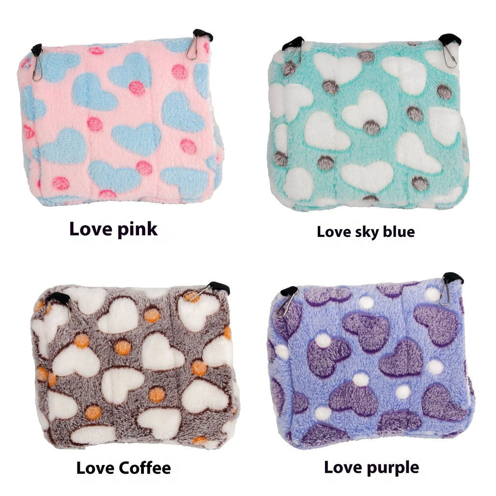 Flannel thermal pet nest for hamsters parrots hedgehogs – Love Coffee colour, 14x12cm size